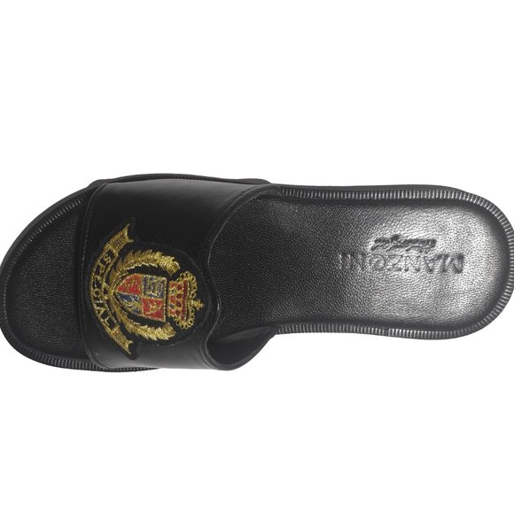 Bashwood Handmade Black Leather Slippers For Men